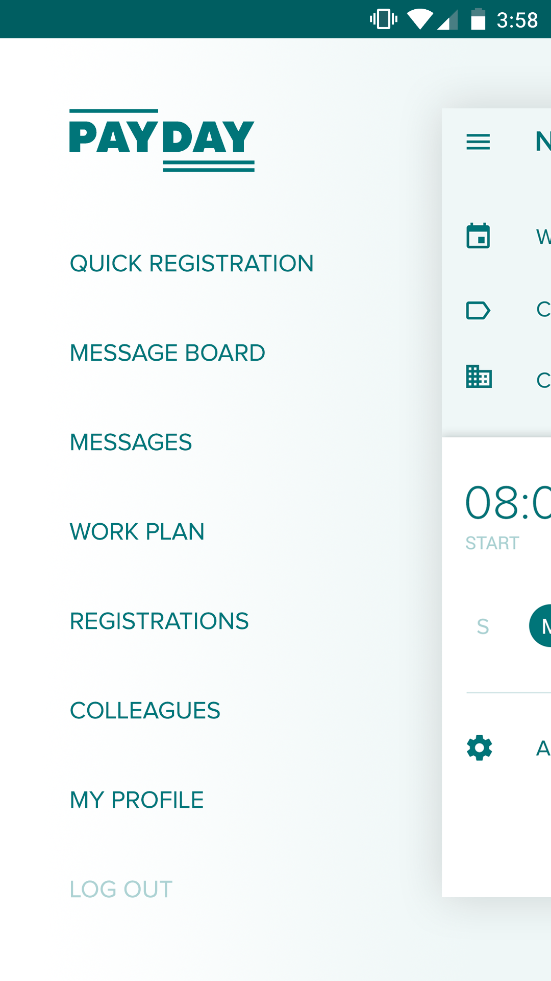 Payday app menu