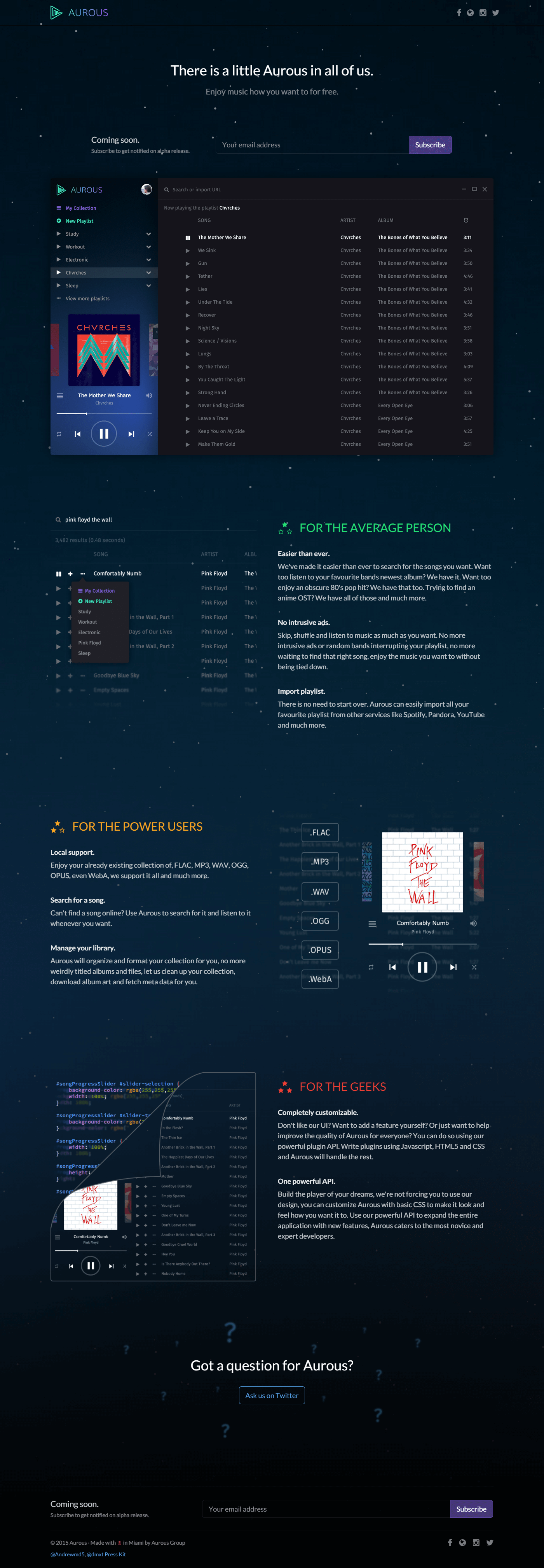 Aurous website home page
