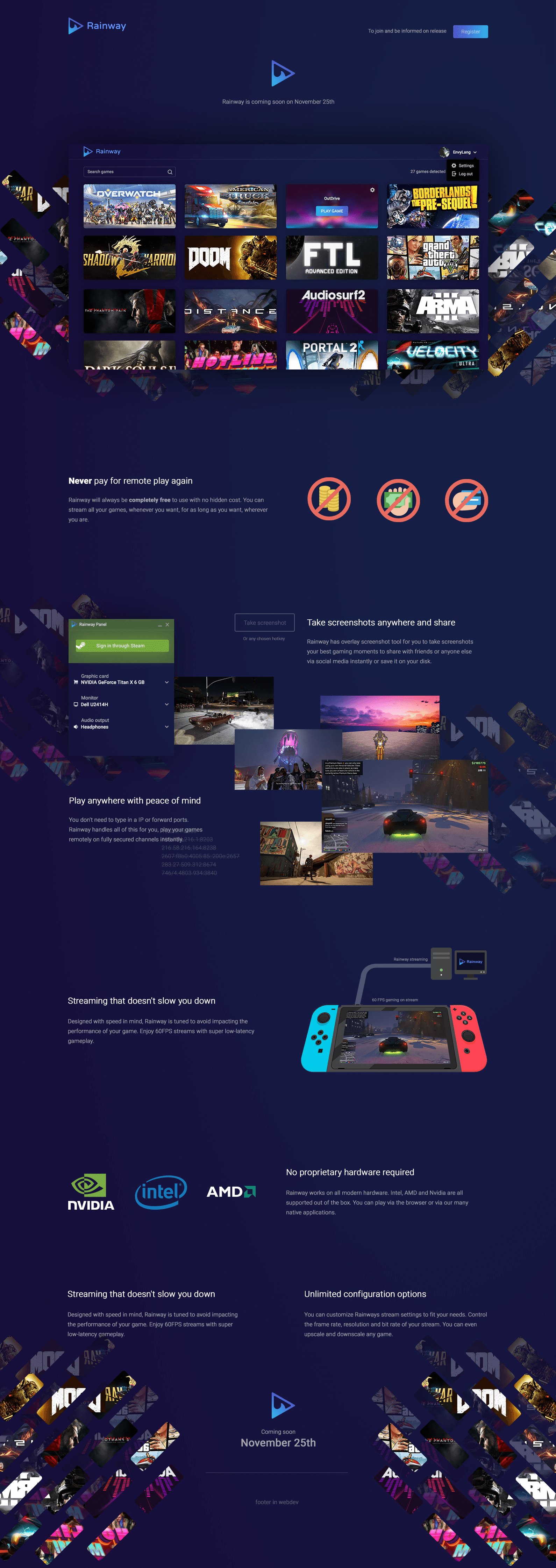 Rainway home page